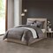 N Natori Cotton Blend Yarn Dyed 3 Piece Comforter Set, Grey - King Size